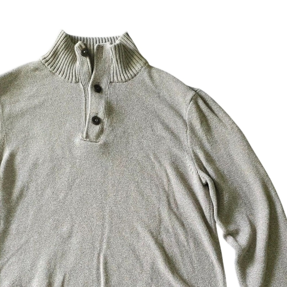 American Eagle Outfitters Mens Large Brown Marled Button Zip Mock Neck Sweater